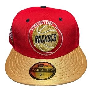 New Era Red and Gold Houston Rockets Cap 7 1/4